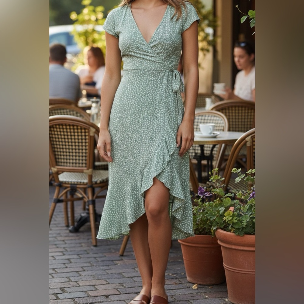 Abercrombie and Fitch Green Wrap Dress